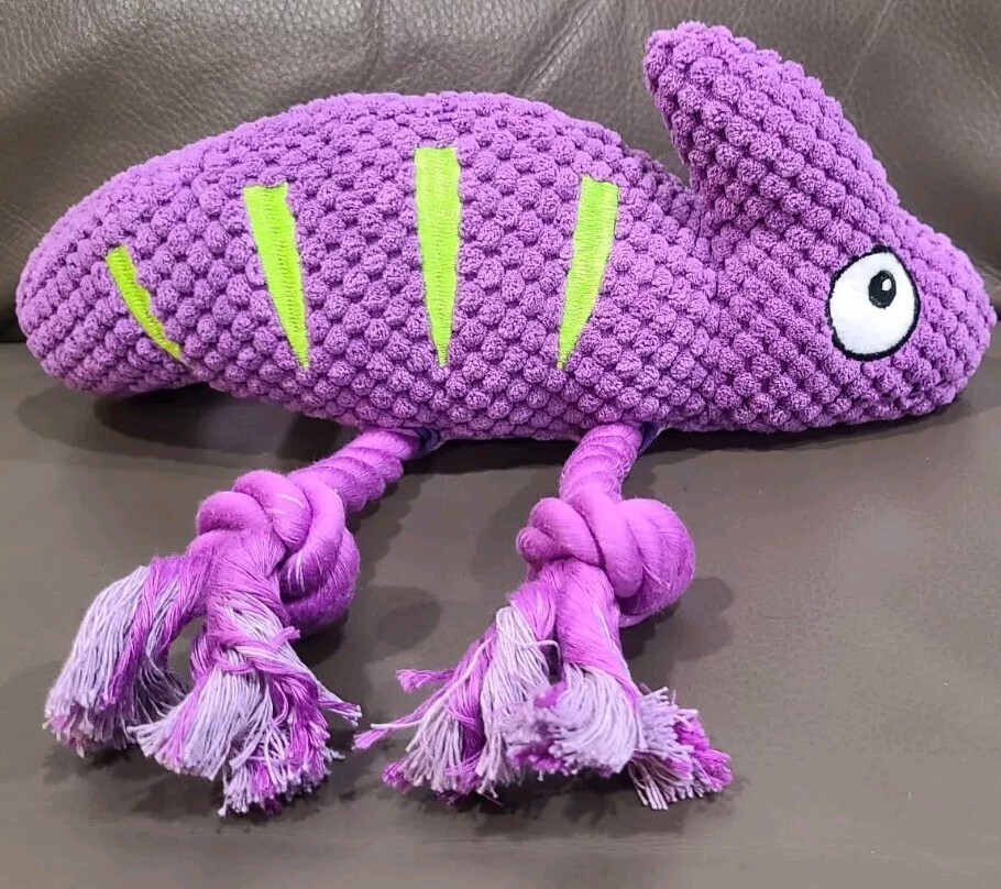 DURABLE DOG TOY PURPLE FOR AGGRESSIVE CHEWERS FREE BLACK RUBBER BONE