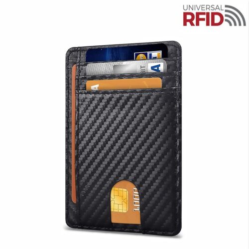 RFID Blocking Purse Flip Leather Wallet Slim Credit Card Holder Mens Money Clip - Picture 1 of 8