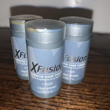XFusion Keratin Hair Fibers  Light Brown Lot Of 3 Travel Size 3g .11 Oz