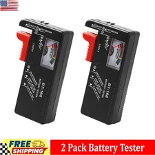 2 Pack Battery Tester Checker Monitor For AAA AA C D 9V & Small Batteries