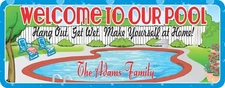 Personalized Swimming Pool, Welcome Sign, Backyard Sign, Pool Decor,  C1202