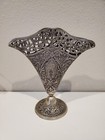 Vintage Silverplated Goldinger Pierced Ornate Filigree Fan Vase