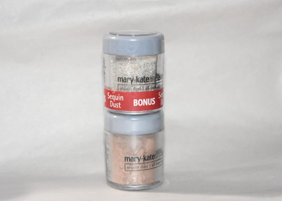 2X Mary Kate & Ashley Lentejuelas Polvo Brillo Dorado Miel Sellado Foto 2 de 2
