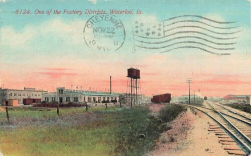 Postcard ~ Waterloo, Iowa, One of the Factory Districts, RR Track & Siding~ 1911
