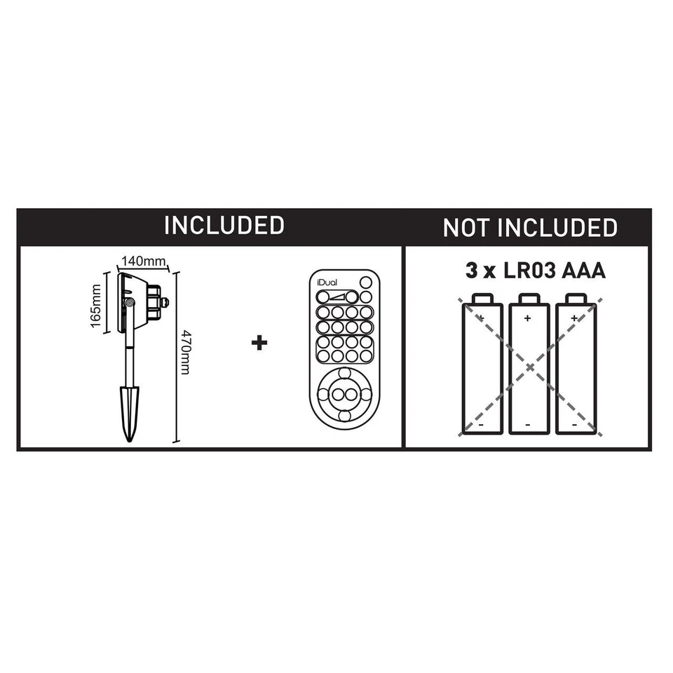 LED Spotlight Floodlight Garden IP65 iDual Pallas 700 Lumens RGB Remote Control - Image 3 of 4