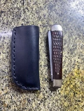 Trapper Size Leather Folding Knife Belt Loop  Sheath(Sheath Only)