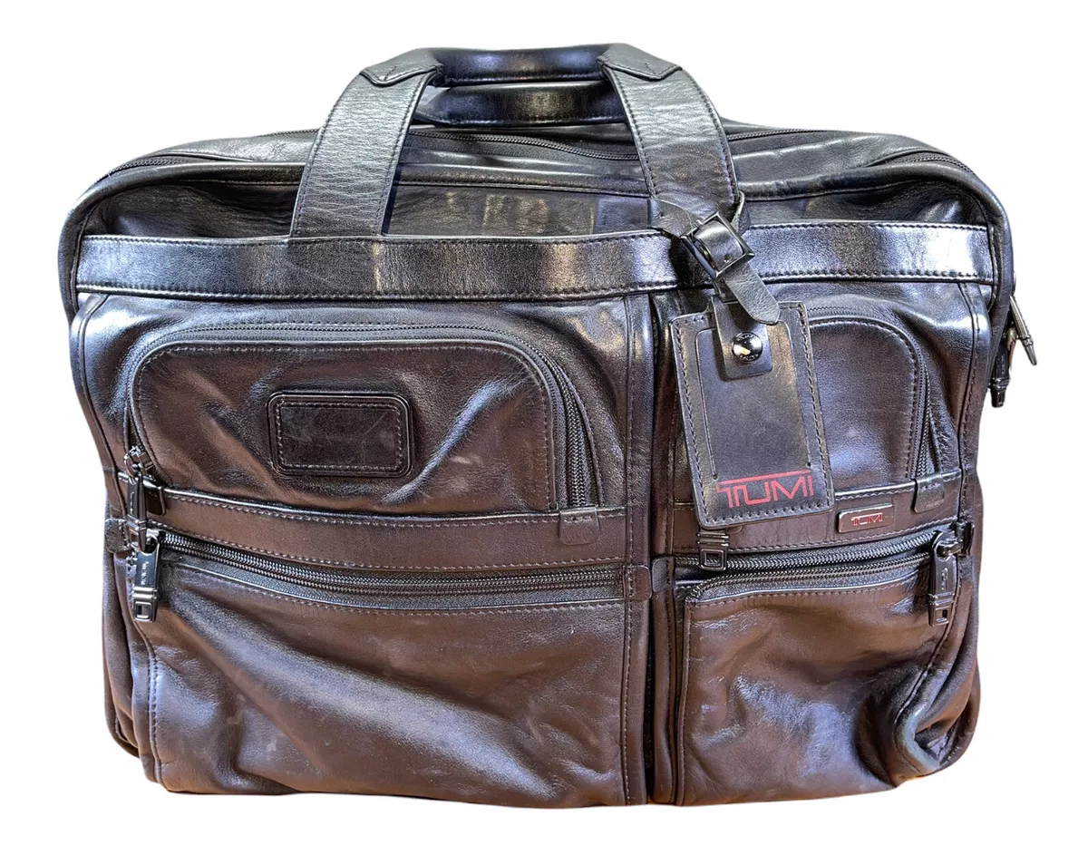 Tumi brown cheap leather briefcase