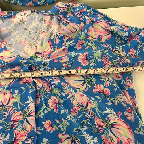 Blusa Top Emily Wonder Mujer Talla 1X Azul Floral Campesino Globo Manga Larga - Imagen 6 de 8