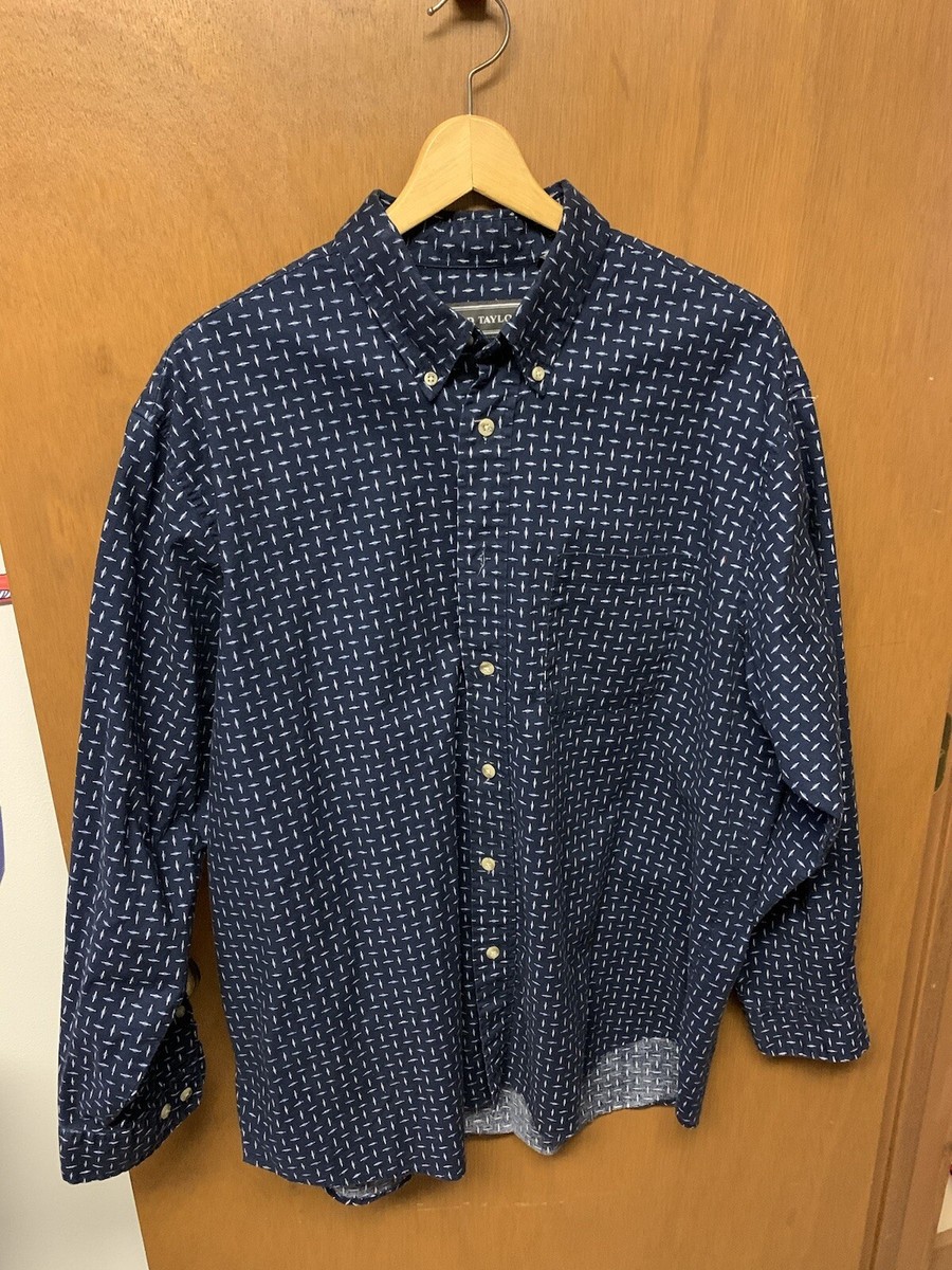 David Taylor Long Sleeve Buttoned Collared Dress Shirt L - Blue | eBay