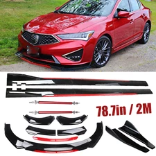 Front Bumper Lip Spoiler Splitter Side Skirt Glossy Black For Acura TLX  B