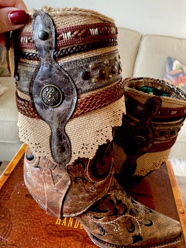 NIB Corral Western boots Sz 6.5 Geraldine Cognac Removable Sleeve Snip Toe $248 - Picture 15 of 22