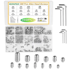 360Pcs Stainless Steel Allen Head Socket Hex Set Grub Screw Assortment Cup Point