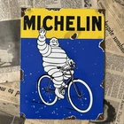 VINTAGE MICHELIN TIRES BICYCLE CAR AUTO 12X9 INCHES PORCELAIN ENAMEL SIGN