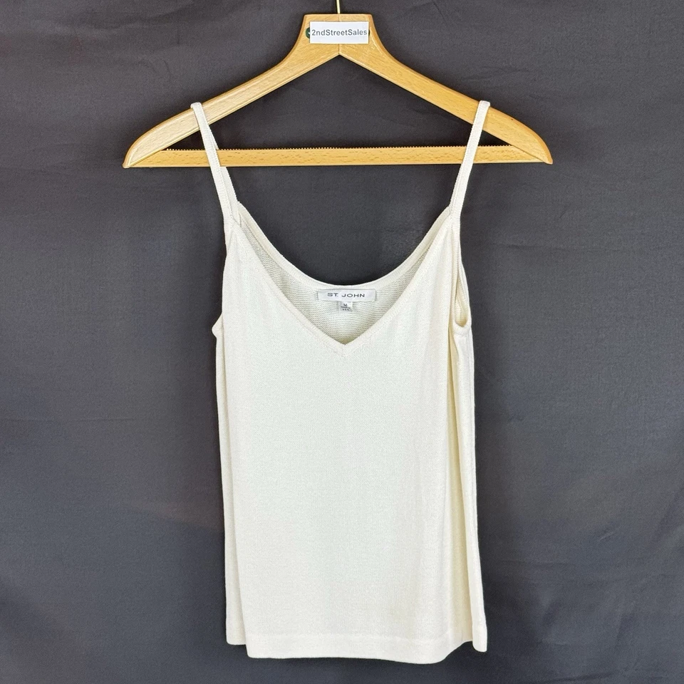 Camiseta sin mangas St John NUEVA para mujer marfil crema correa de espagueti talla M camisola mediana Foto 2 de 4