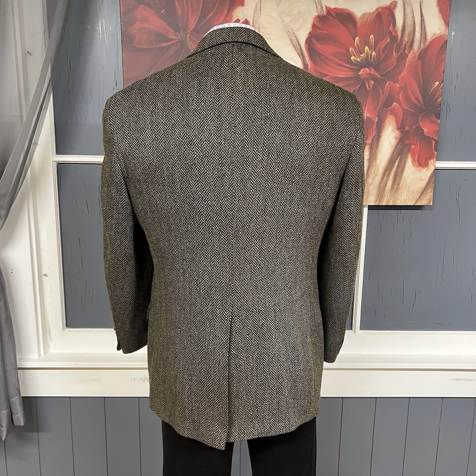 Abrigo deportivo vintage Nordstrom 👉Alterado👈 tweed para hombre 42R marrón verdoso Foto 3 de 4