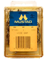 Mustad 37161 Size 1 Wide Gap Hook Nickel 100 Count Package