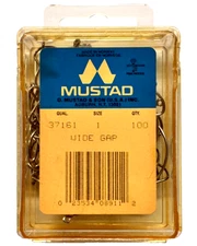 Mustad 37161 Size 1 Wide Gap Hook Nickel 100 Count Package