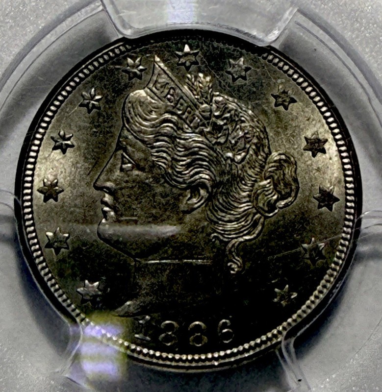 1886 Liberty V Nickel Key Date PCGS MS-63 Beautiful Coin & Surface