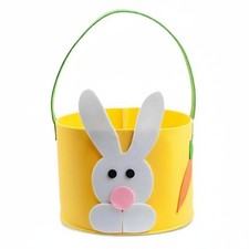 Fabric Bunny Easter Basket, Non-woven Oval Candy Bag, Holiday Decor