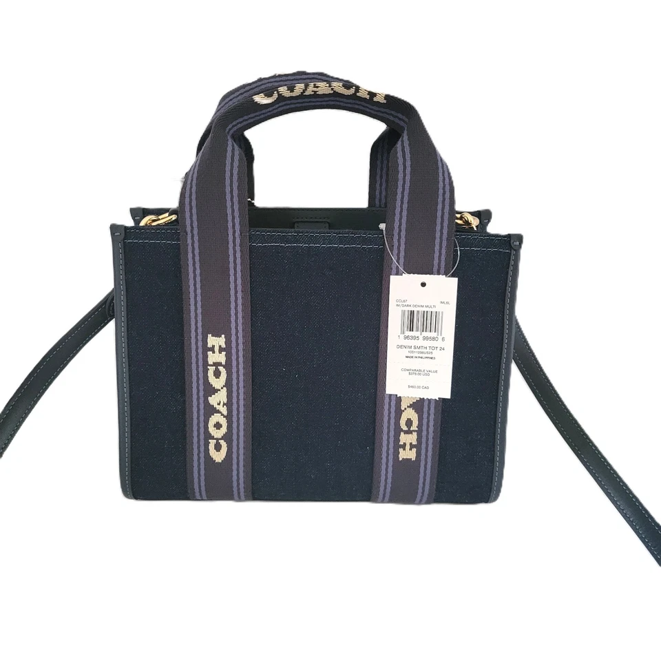 Bolso Bandolera Coach CCL67 Denim Smith Tote 24 Denim Oscuro Multi Mango Superior Foto 4 de 4
