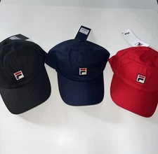 Fila F Box Classic Logo Cotton Baseball Hat Cap Red, Black, Blue Adult NEW