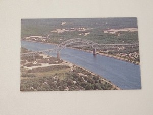 Aerial View Cape Cod Canal showing the Bourne Bridge Cape Cod Mass