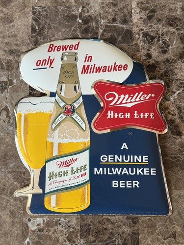 MILLER HIGH LIFE BEER GIRL ON THE MOON BOTTLE ADVERTISING STICKER 1956