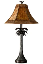 French Verdi 28" High Rattan Shade Coastal Palm Tree Table