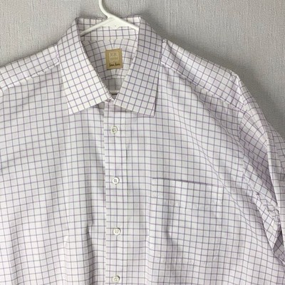 Ike Behar  Newman Marcus Men 17 1/5-L  (XL Long)  Button Up Shirt Windowpane