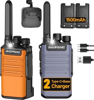 2 PACK Long Range Walkie Talkie 100 Mile Two Way Radio Charge Headset Waterproof