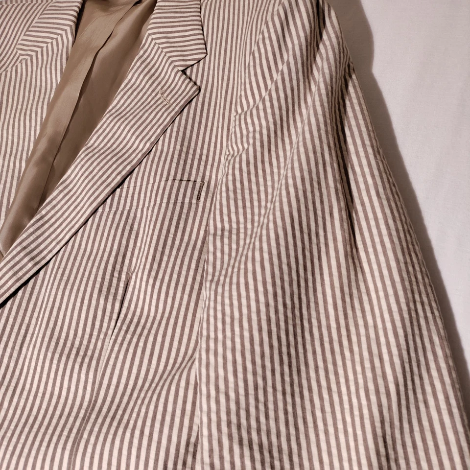 Blazer Abrigo Deportivo Lands End Algodón Crema Marrón Rayas 42 L ¡Verano! USA Foto 3 de 4