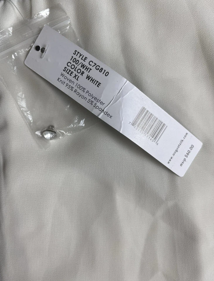 Август шелковая блузка без рукавов XL белый черный новый с Ярлыками слоистый оборки бархата отделки Топ - Изображение 4 из 4