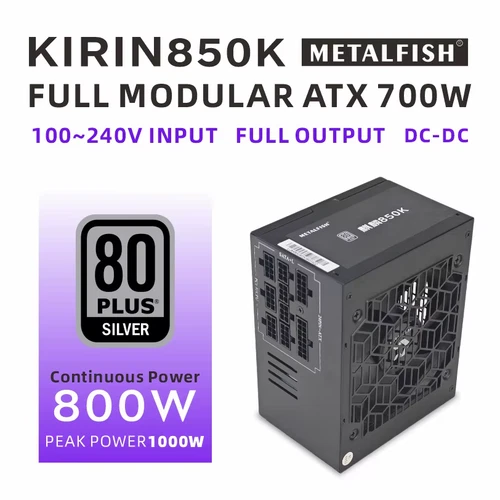 KIRIN850K ATX-600W 700W Black Power Supply 80 PLUS SILVER Support ATX3.0 Gaming 