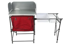 Camping Kitchen with Storage and Sink Table, Outdoor Table, Camping Grill Table