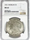 1921 $1 Morgan Silver Dollar MS62 NGC Uncirculated Philadelphia