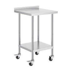 24"x24" Stainless Steel Work Table Commercial Food Prep Table with 4 Casters
