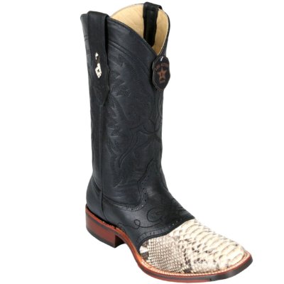 Los Altos NATURAL Python Square Toe TPU Rubber Sole Western Cowboy Boot ...
