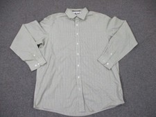 Eddie Bauer Shirt Mens XLT Green Cream Plaid Lightweight Wrinkle Free Relaxed