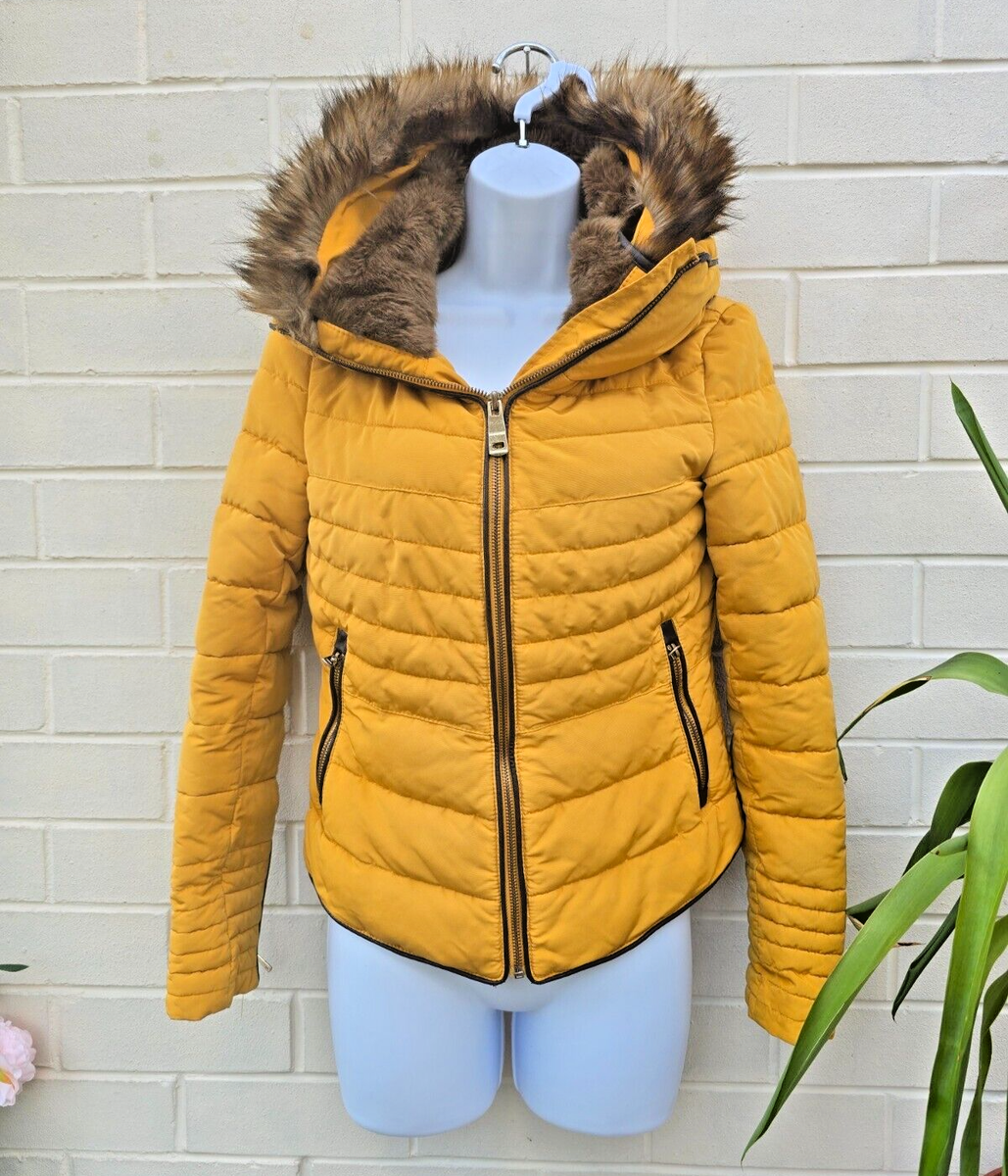 Fur Mustard Colour Jacket Zara Zara Mustard Yellow Puffer Jacket