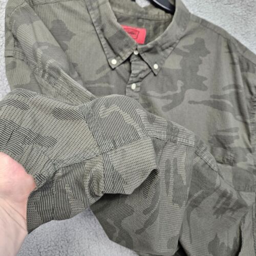 Foundry 4XL Men's Button Shirt Green Geometric Camo Print Short Sleeve - Picture 10 of 15