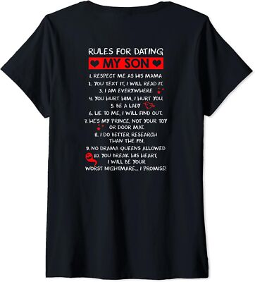 Rules For Dating My Son Mom Loves Her Son Funny Gift Ladies' O-Neck Tshirt