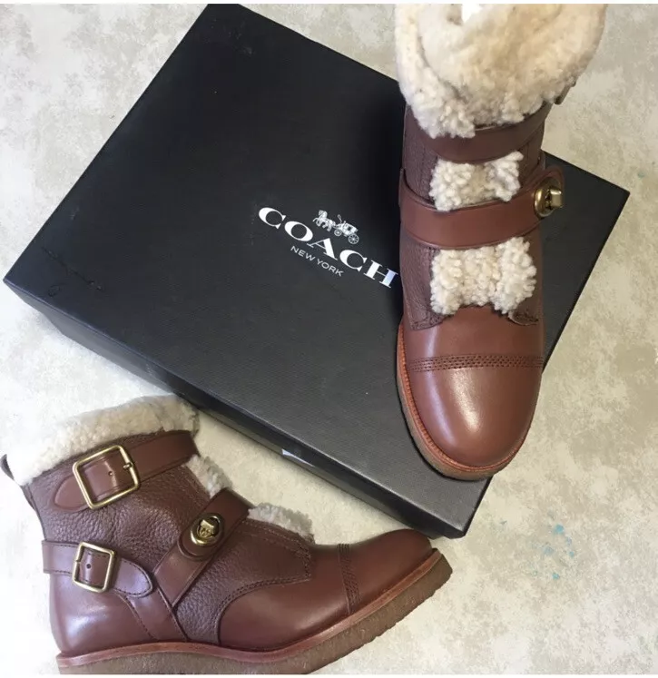 COACH Preston Women s Sz 8 Ankle Boots Leather Booties Brown