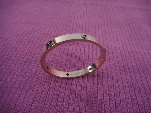 Kate Spade Rose Gold Tone SPOT THE SPADE Hinged Bangle Bracelet Chunky - Picture 10 of 12