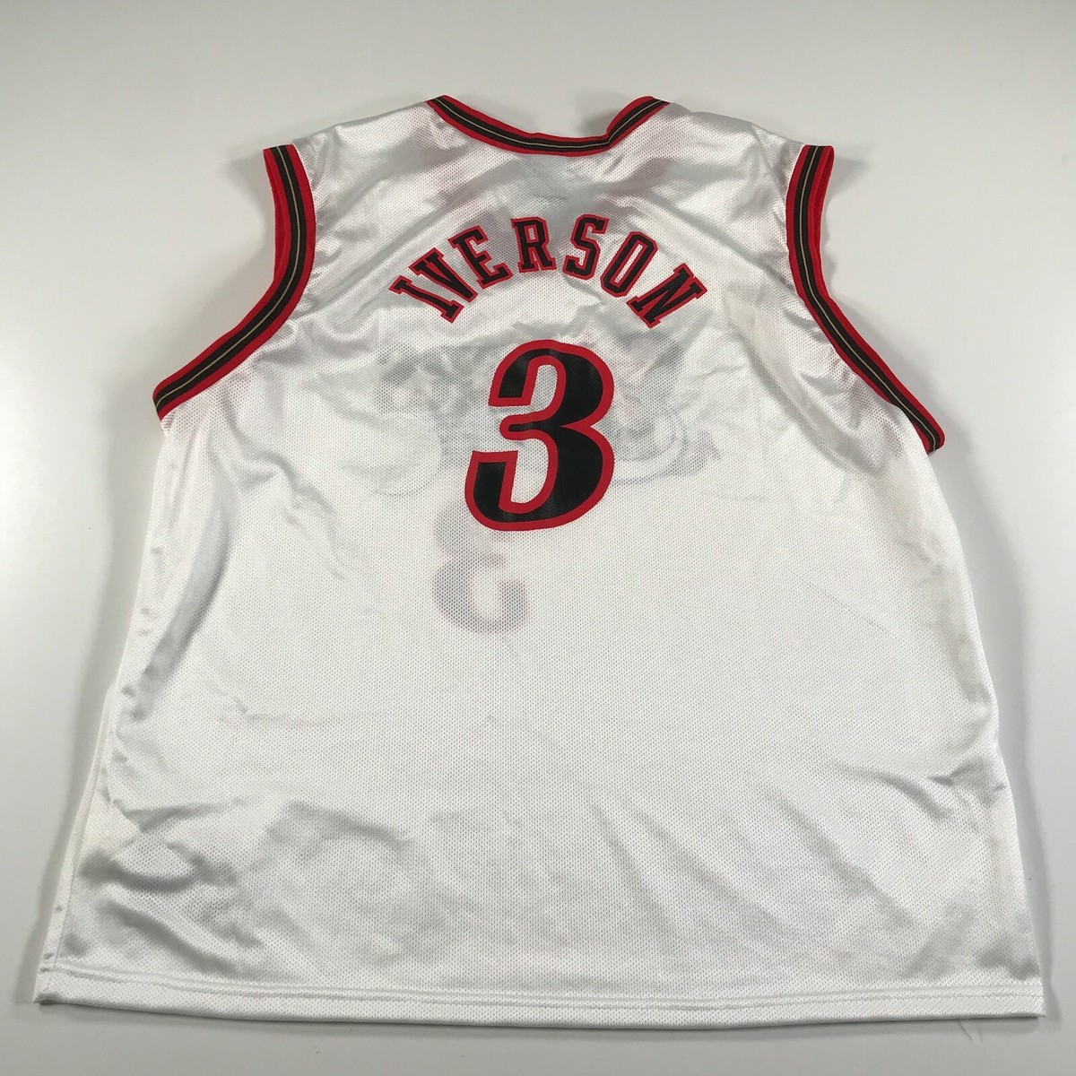 Vintage Allen Iverson Champion Jersey Philadelphia 76ers White Red
