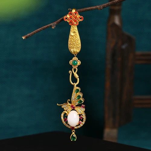 Antiker Stil Anhänger Brosche Taille Jade Ornamente chinesische Hanfu hängende Quaste - Bild 22 von 24