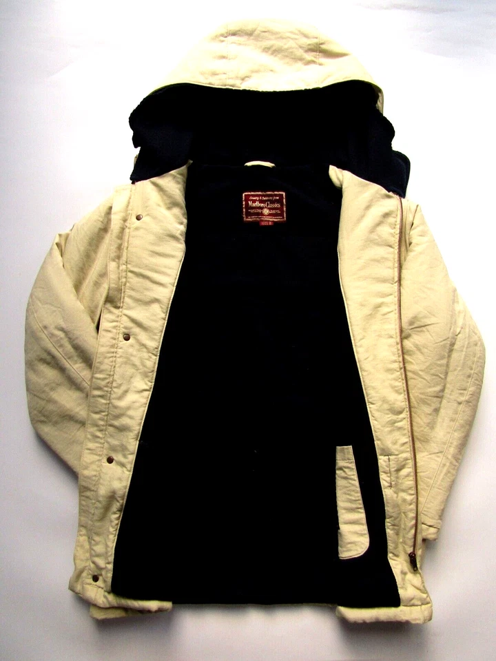Marlboro Classics men's hooded jacket medium 40 cream fleece lined LJKTC105 - Image 4 of 4