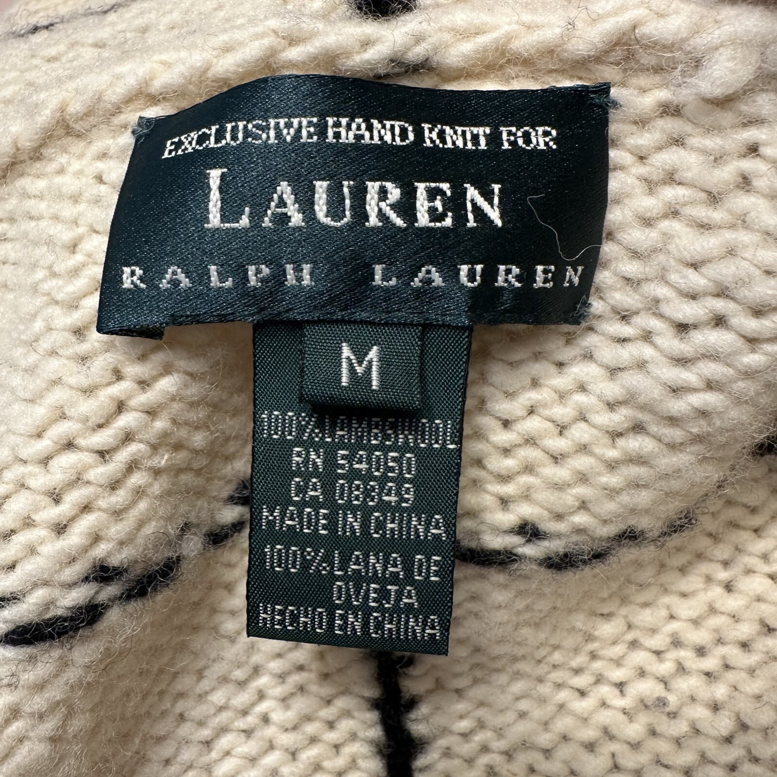 Lauren Ralph Lauren Hand Knit Cardigan Sweater Coat Women’s Medium Beige Wool image 2
