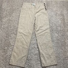 Sundance Womens Linen Blend Striped Wide Leg Pants Side Button Size 12