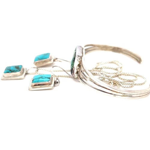 Juego de 3 piezas de plata de ley turquesa nativa americana - Imagen 6 de 12