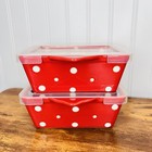 Lot Of 2 Lidded Temptations  By Tara Red White Polka Dots Oven to Table Loaf Pan